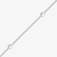 Made in Italy Womens Sterling Silver 9 Inch Solid Box Chain Bracelet