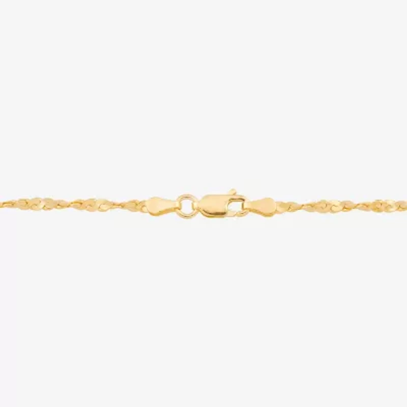 Made in Italy Womens 14K Gold Over Silver 9 Inch Solid Ankle Bracelet
