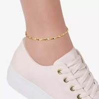 Made in Italy Womens 14K Gold Over Silver 9 Inch Solid Ankle Bracelet