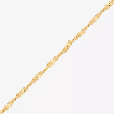 Made in Italy Womens 14K Gold Over Silver 9 Inch Solid Ankle Bracelet