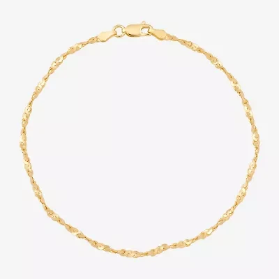 Made in Italy Womens 14K Gold Over Silver 9 Inch Solid Ankle Bracelet