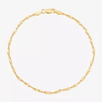 Made in Italy Womens 14K Gold Over Silver 9 Inch Solid Ankle Bracelet