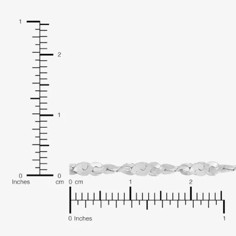 Made in Italy Womens Sterling Silver 7.5 Inch Solid Chain Bracelet