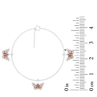 Enchanted Disney Fine Jewelry Womens 1/6 CT. T.W. Natural White Diamond 10K Rose Gold Sterling Silver Princess Mulan Charm Bracelet