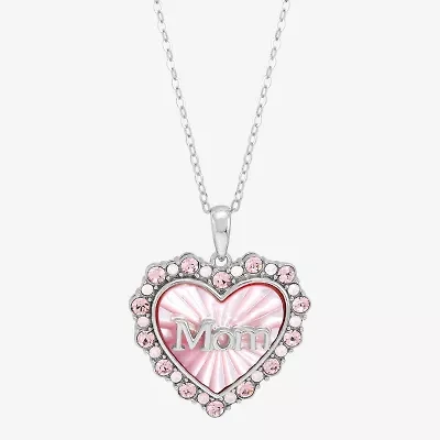 Womens Genuine Pink Mother Of Pearl Sterling Silver Heart 18 Inch Pendant Necklace