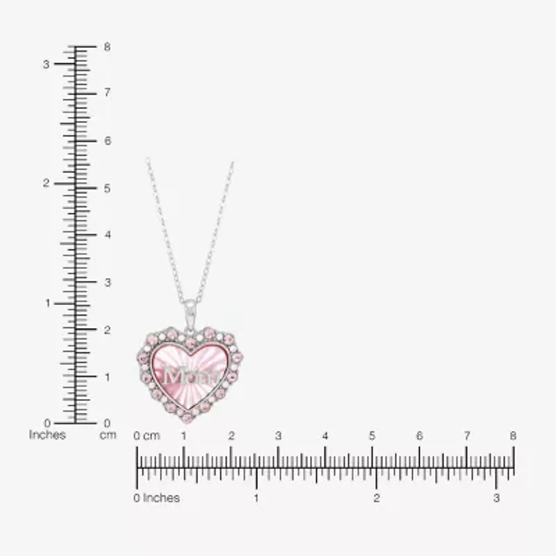 Womens Genuine Pink Mother Of Pearl Sterling Silver Heart 18 Inch Pendant Necklace