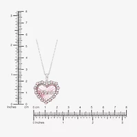 Womens Genuine Pink Mother Of Pearl Sterling Silver Heart 18 Inch Pendant Necklace