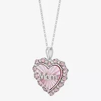 Womens Genuine Pink Mother Of Pearl Sterling Silver Heart 18 Inch Pendant Necklace