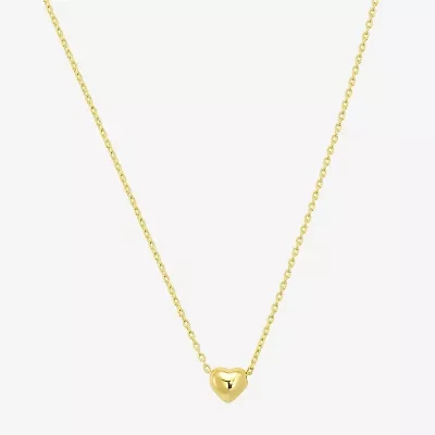 Womens 10K Gold Heart 16 Inch Pendant Necklace
