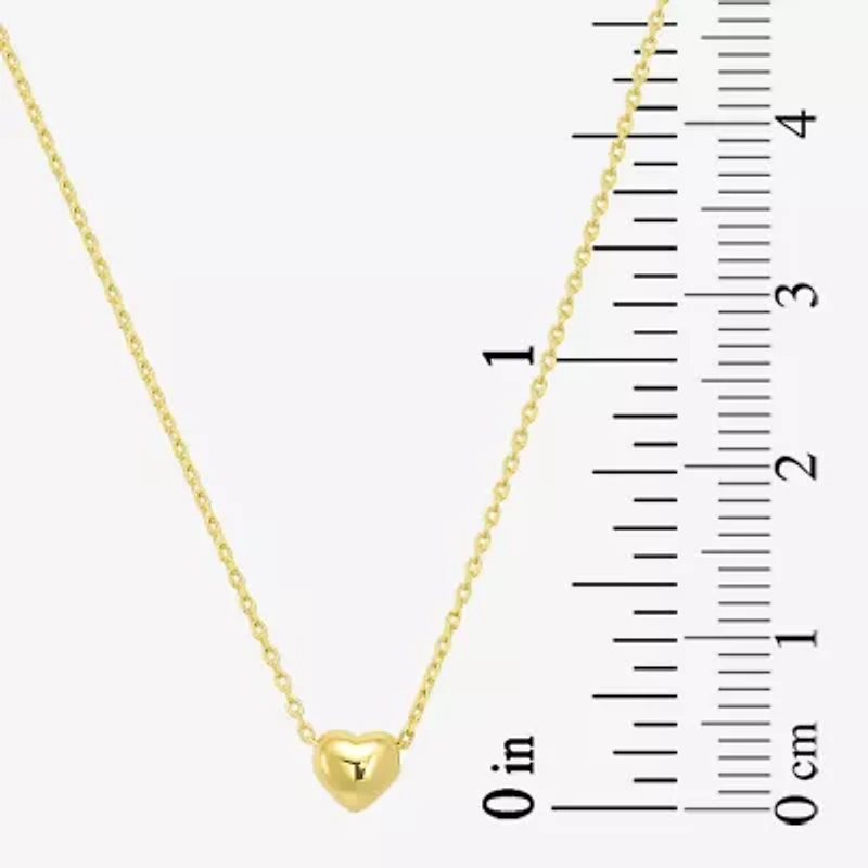 Womens 10K Gold Heart 16 Inch Pendant Necklace