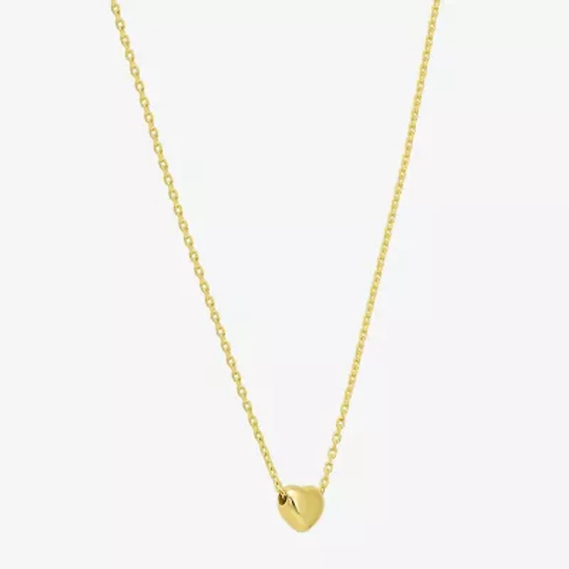 Womens 10K Gold Heart 16 Inch Pendant Necklace