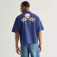 Novelty Mens Short Sleeve Regular Fit Super Mario Button-Down Shirt