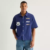 Novelty Mens Short Sleeve Regular Fit Super Mario Button-Down Shirt