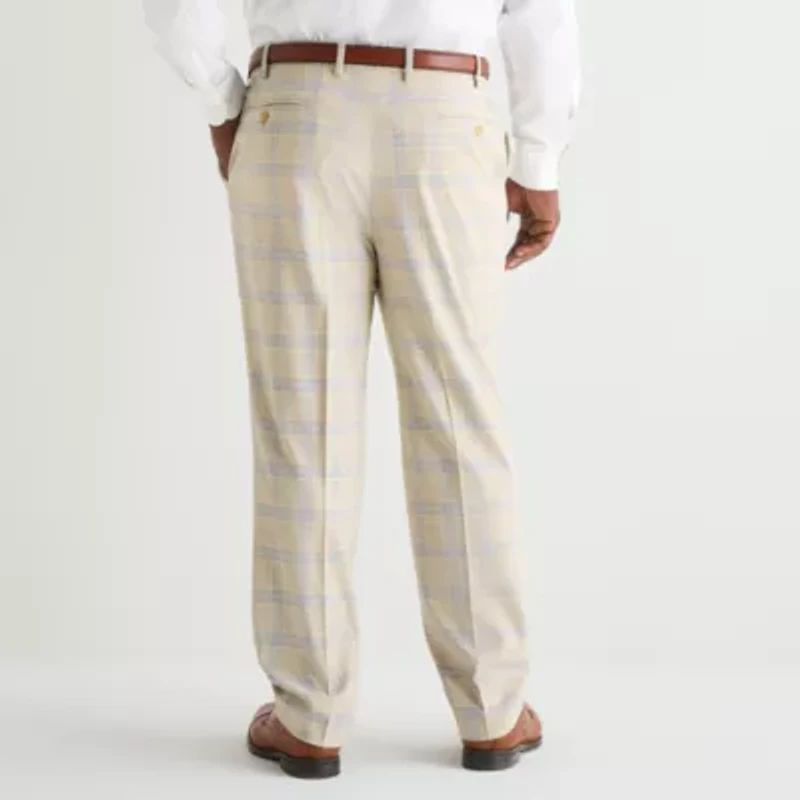 Shaquille O'Neal XLG™ Mens Big and Tall Stretch Fabric Plaid Flat Front Suit Pant