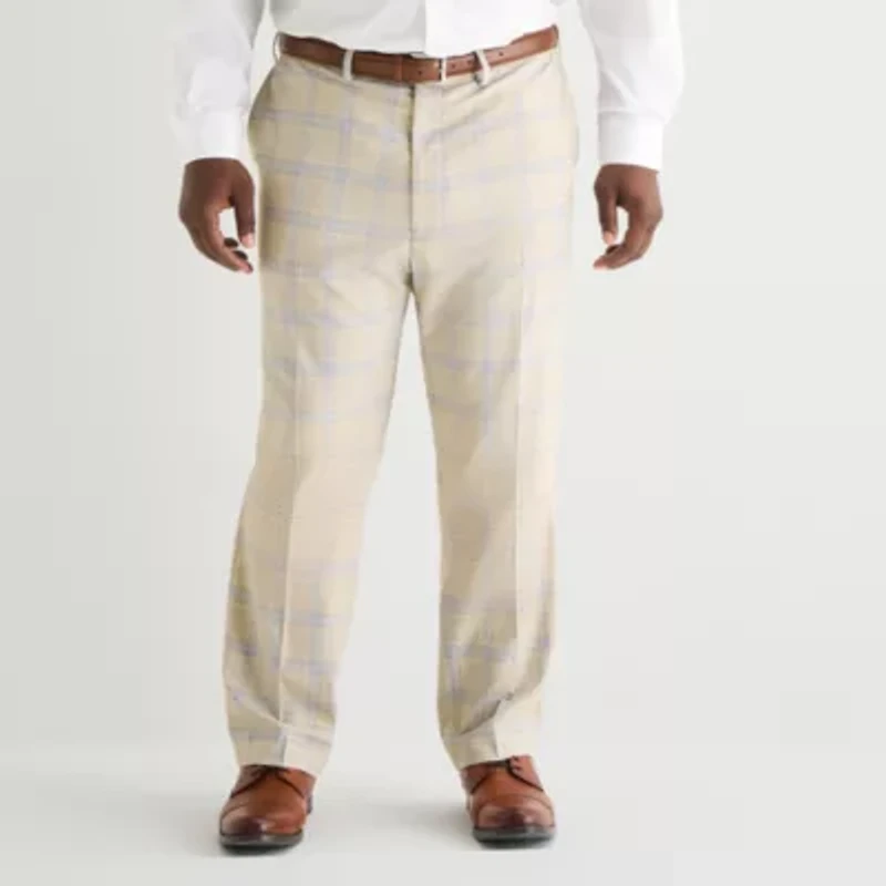 Shaquille O'Neal XLG™ Mens Big and Tall Stretch Fabric Plaid Flat Front Suit Pant
