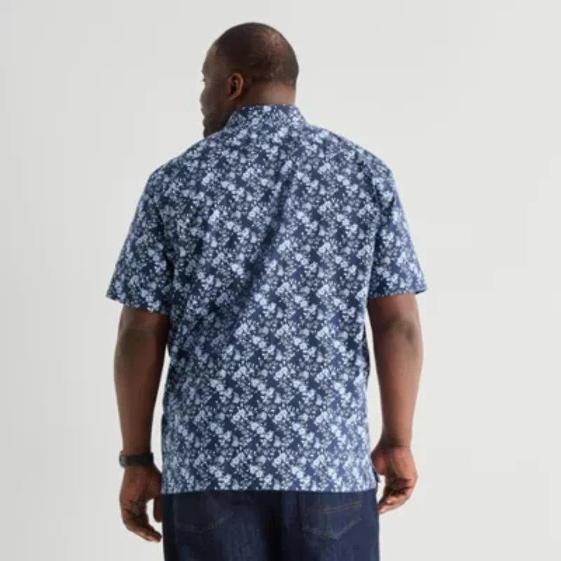 Stafford Mens Short Sleeve Regular Fit Big and Tall Button-Down Shirt