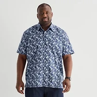 Stafford Mens Short Sleeve Regular Fit Big and Tall Button-Down Shirt