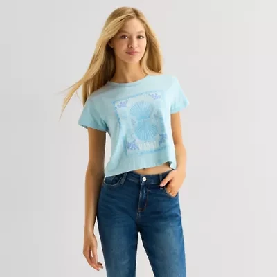 Arizona Womens Juniors Round Neck Short Sleeve Classic Fit Graphic T-Shirt