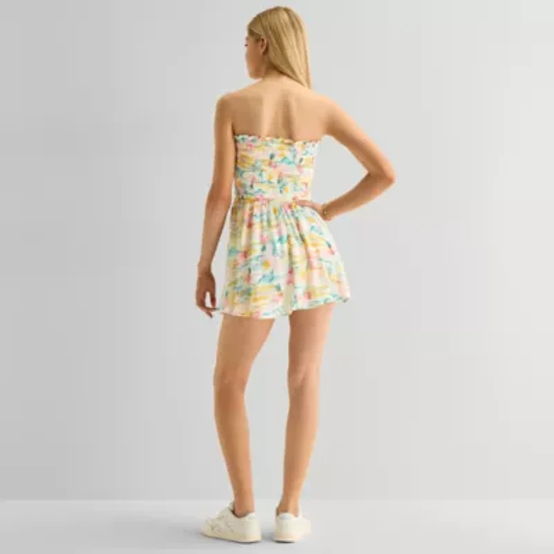 Arizona Womens Juniors Straight Neck Sleeveless Sundress