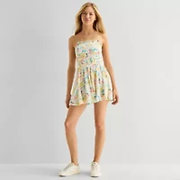 Arizona Womens Juniors Straight Neck Sleeveless Sundress