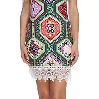 White Mark Thea Womens Sleeveless Geometric Sheath Dress
