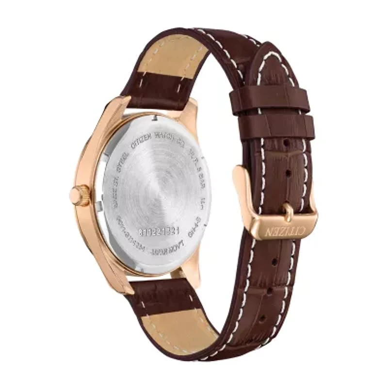 Citizen Quartz Mens Brown Leather Strap Watch Bi1033-04e