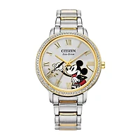 Citizen Disney Mickey Mouse Womens Two Tone Stainless Steel Bracelet Watch Fe7044-52w