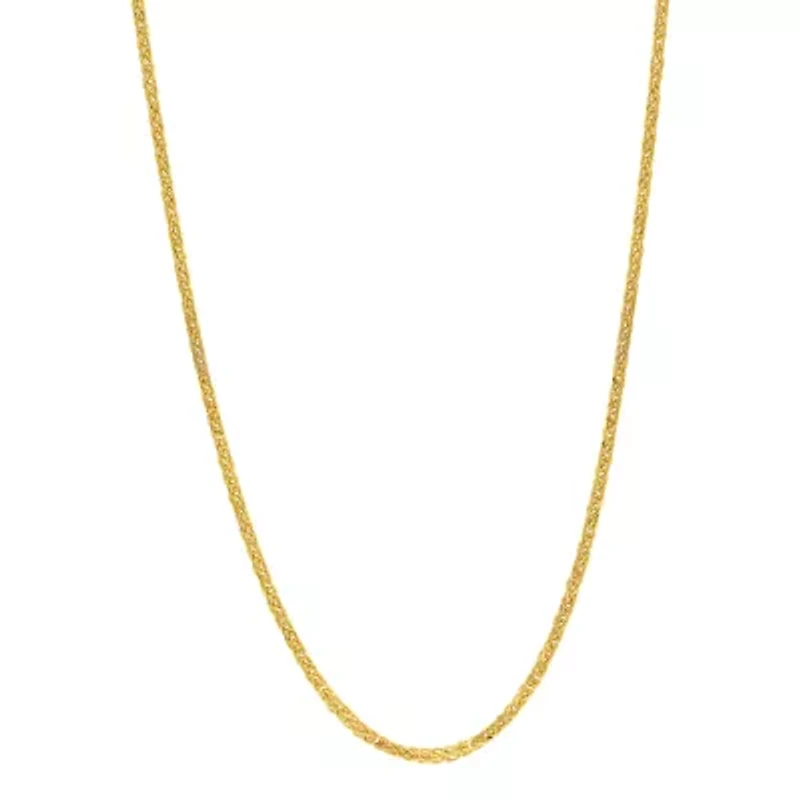 Womens 18K Gold 18 Inch Wheat Chain Necklace