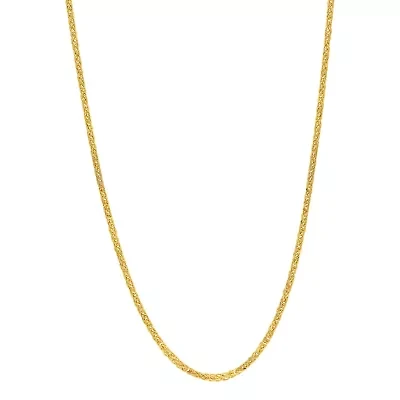 Womens 18K Gold 18 Inch Wheat Chain Necklace