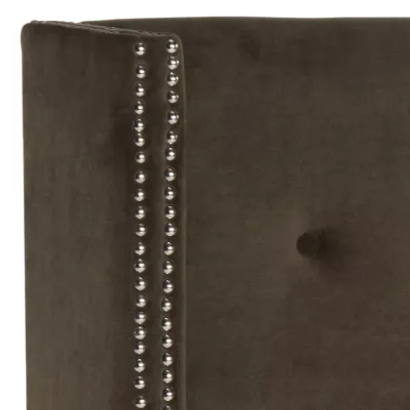 Keegan Polyester Upholstered Tufted Nailhead Trim Headboard