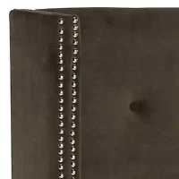 Keegan Polyester Upholstered Tufted Nailhead Trim Headboard