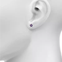 Genuine Purple Amethyst Sterling Silver 12.3mm Flower Stud Earrings