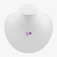Womens Genuine Purple Amethyst Sterling Silver Flower 18 Inch Pendant Necklace