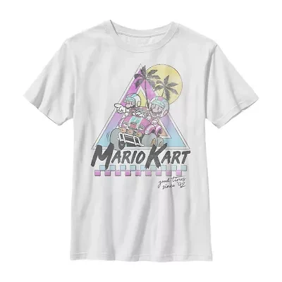 Little & Big Kid Boys Crew Neck Short Sleeve Slim Fit Super Mario Graphic T-Shirt