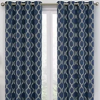 Max Blackout Prescott Grommet Top Embroidered 100% Single Curtain Panel