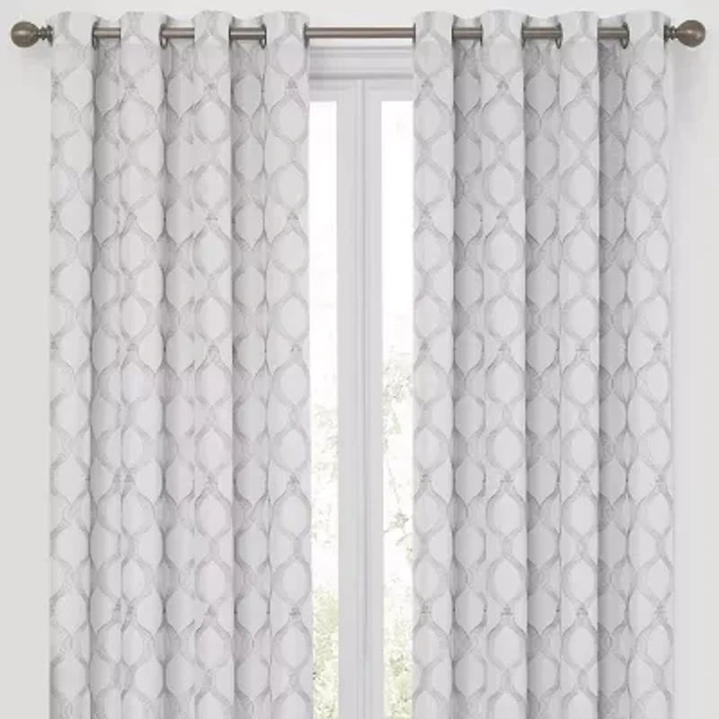 Max Blackout Prescott Grommet Top Embroidered 100% Single Curtain Panel