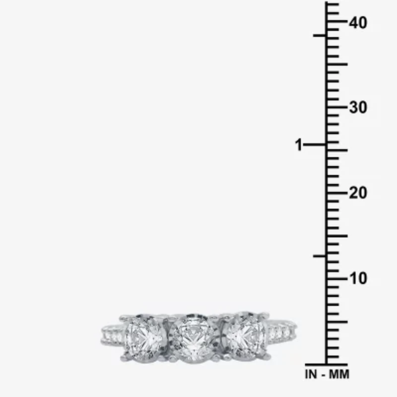 Love Lives Forever (G / Si1-Si2) Womens 1 1/2 CT. T.W. Lab Grown White Diamond 10K Gold Round 3-Stone Engagement Ring