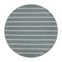 Samantha Destiny Beach Striped 7'6"X7'6" Indoor Outdoor Round Area Rug