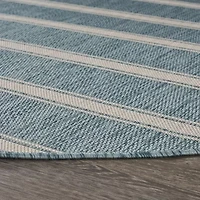 Samantha Destiny Beach Striped 7'6"X7'6" Indoor Outdoor Round Area Rug