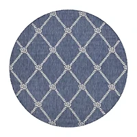 Samantha Nautical Knot 7'6"X7'6" Indoor Outdoor Round Area Rug