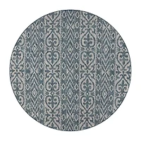 Sylvestra Entwined Geometric 7'6"X7'6" Indoor Outdoor Round Area Rug