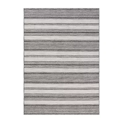 Winona Multi Stripe PET Yarn Indoor Outdoor Rectangular Area Rug