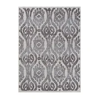 Winona Damask PET Yarn Indoor Outdoor Rectangular Area Rug