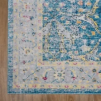 Anica Bordered Floral Filigree Indoor Outdoor Rectangular Area Rug