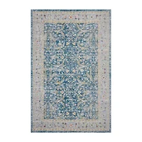 Anica Bordered Floral Filigree Indoor Outdoor Rectangular Area Rug