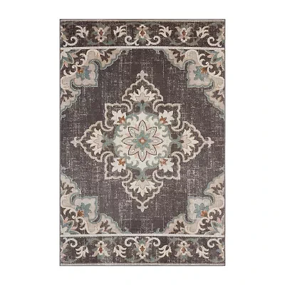Anica Eclectic Medallion Floral Indoor Outdoor Rectangular Area Rug