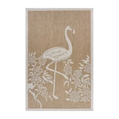 Catherine Tropical Flamingo Indoor Outdoor Rectangular Area Rug