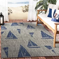 Catherine Nautical Sailboats Indoor Outdoor Rectangular Area Rug