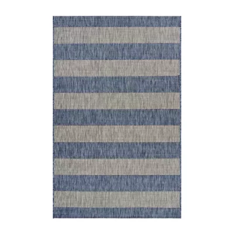 Catherine Coastal Striped Indoor Outdoor Rectangular Area Rug
