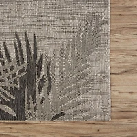 Celeste Coastal Palm Leaf Indoor Outdoor Rectangular Area Rug